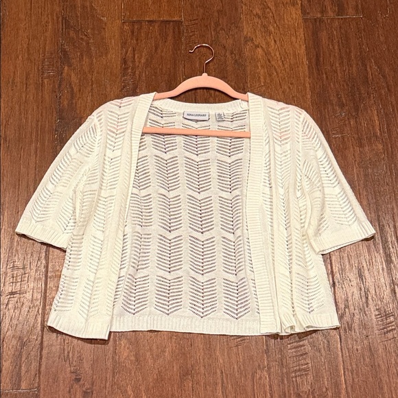 Nina Leonard Sweaters - Large Nina Leonard Cream Colored Short Sleeve Cardigan